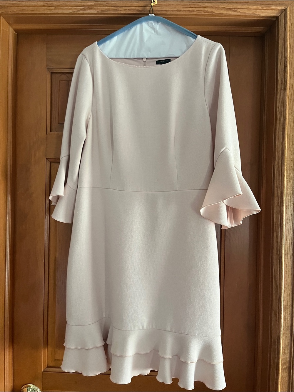 Ann Taylor Blush Pink Ruffle-Sleeve Midi Dress